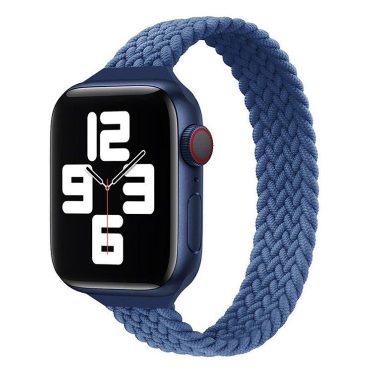 Small Waist Single Loop Nylon Braid Watch Band For Apple Watch Ultra 49mm&Watch Ultra 2 49mm / Series 9&8&7 45mm / SE 3&SE 2&6&SE&5&4 44mm / 3&2&1 42mm, Size:S 145mm(Cold Sea Blue) - Watch Bands by buy2fix | Online Shopping UK | buy2fix