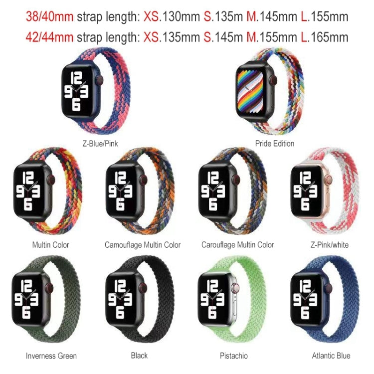 Small Waist Single Loop Nylon Braid Watch Band For Apple Watch Ultra 49mm&Watch Ultra 2 49mm / Series 9&8&7 45mm / SE 3&SE 2&6&SE&5&4 44mm / 3&2&1 42mm, Size:L 165mm(Official Rainbow) - Watch Bands by buy2fix | Online Shopping UK | buy2fix