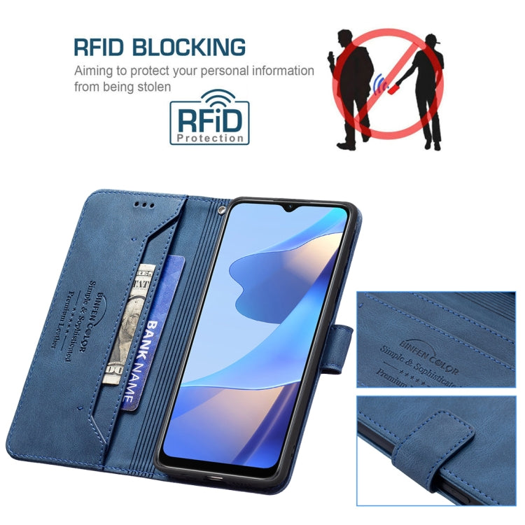 For OPPO A16/ A16s/ A54s/ A55 5G/ A53s 5G Magnetic Clasp RFID Blocking Anti-Theft Leather Case with Holder & Card Slots & Wallet(Blue) - OPPO Cases by buy2fix | Online Shopping UK | buy2fix