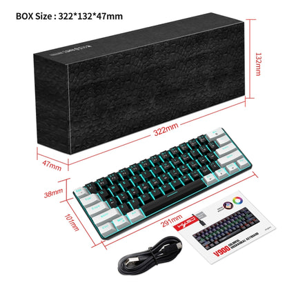 HXSJ V900 61 Keys Cool Lighting Effect Mechanical Wired Keyboard (Black White) - Wired Keyboard by HXSJ | Online Shopping UK | buy2fix