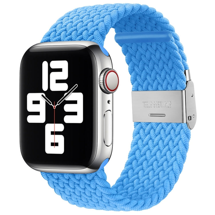 Nylon Braid One Buckle Watch Band For Apple Watch Series 9&8&7 41mm / SE 3&SE 2&6&SE&5&4 40mm / 3&2&1 38mm(Sky Blue) - Watch Bands by buy2fix | Online Shopping UK | buy2fix