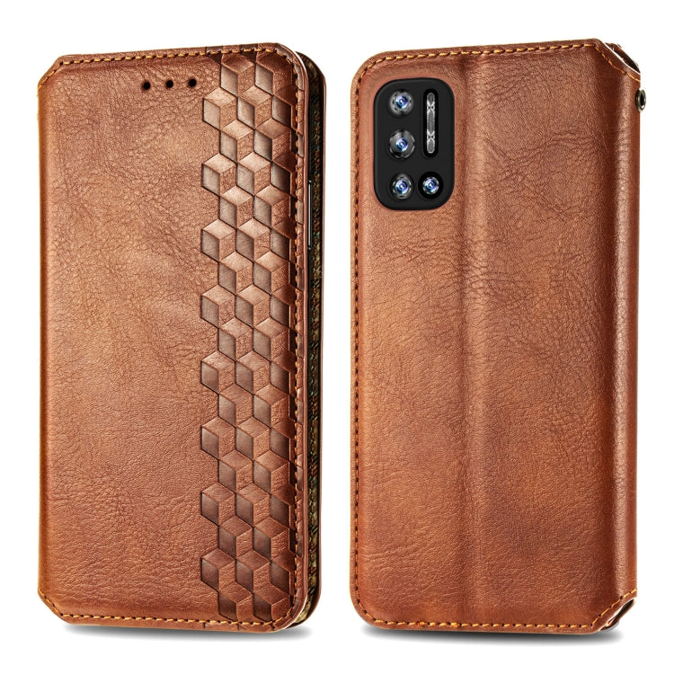 For Doogee N40 Pro Cubic Grid Pressed Horizontal Flip Magnetic Leather Case with Holder & Card Slots & Wallet(Brown) - More Brand by buy2fix | Online Shopping UK | buy2fix
