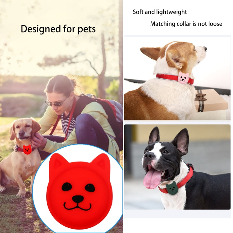 Hanhan Smile Cute Cartoon Pet Collar Anti-lost Tracker Silicone Case For AirTag(Red) - Pet Series by Mutural | Online Shopping UK | buy2fix