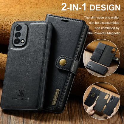 For OnePlus Nord 2 5G DG.MING Crazy Horse Texture Flip Detachable Magnetic Leather Case with Holder & Card Slots & Wallet(Black) - OnePlus Cases by DG.MING | Online Shopping UK | buy2fix