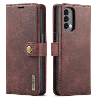 For OnePlus Nord 2 5G DG.MING Crazy Horse Texture Flip Detachable Magnetic Leather Case with Holder & Card Slots & Wallet(Red) - OnePlus Cases by DG.MING | Online Shopping UK | buy2fix