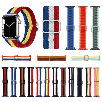 Adjustable Striped Woven Nylon Strap Watch Band For Apple Watch Ultra 49mm&Watch Ultra 2 49mm / Series 9&8&7 45mm / SE 3&SE 2&6&SE&5&4 44mm / 3&2&1 42mm(Army Green) - Watch Bands by buy2fix | Online Shopping UK | buy2fix