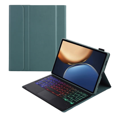 AHV7-AS Lambskin Texture Tri-color Backlight Bluetooth Keyboard Leather Tablet Case with Touchpad For Honor Pad V8 / Tablet V7 Pro(Dark Green) - Huawei Keyboard by buy2fix | Online Shopping UK | buy2fix