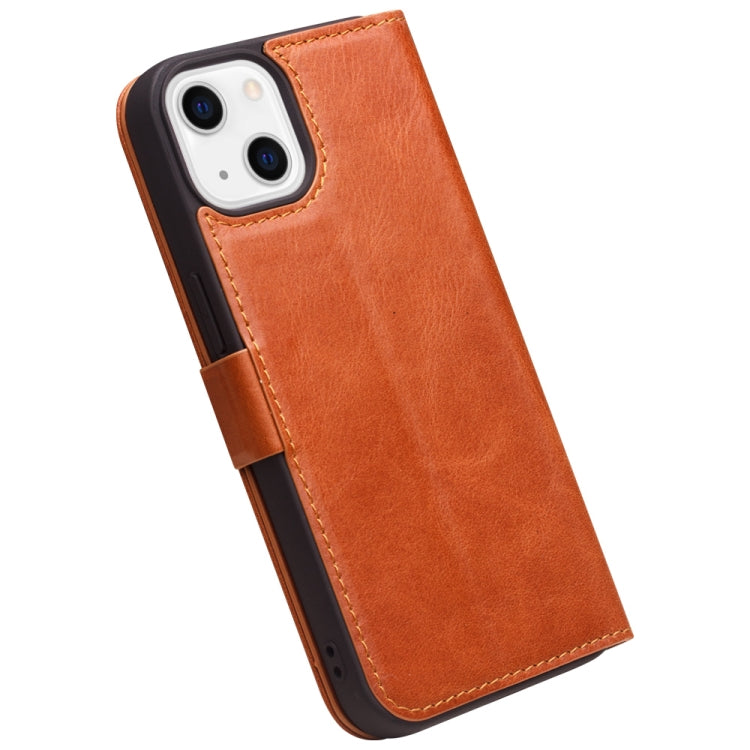 For iPhone 13 mini QIALINO Magnetic Buckle Leather Phone Case (Brown) - iPhone 13 mini Cases by QIALINO | Online Shopping UK | buy2fix