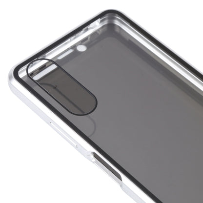 For Sony Xperia 10 III Anti-peeping Magnetic Double-sided Tempered Glass Phone Case(Silver) - Sony Cases by buy2fix | Online Shopping UK | buy2fix