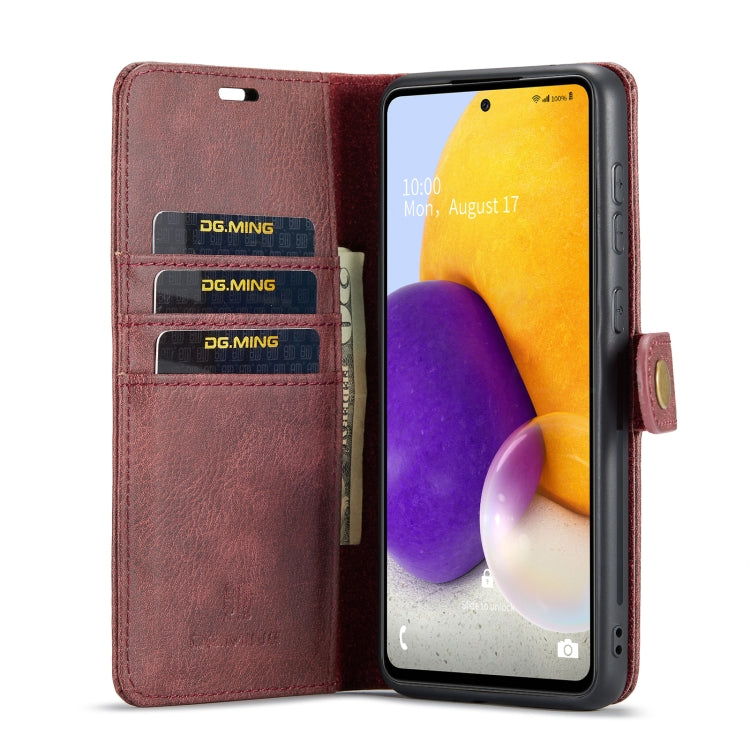 For Samsung Galaxy A73 5G DG.MING Crazy Horse Texture Detachable Magnetic Leather Phone Case(Red) - Galaxy Phone Cases by DG.MING | Online Shopping UK | buy2fix