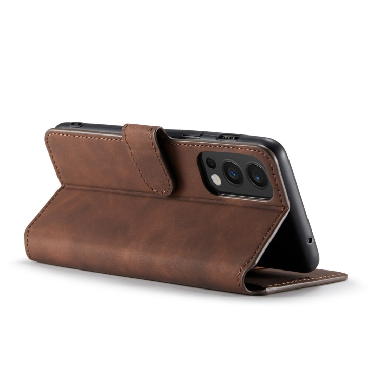 For OnePlus Nord 2 DG.MING Retro Oil Side Horizontal Flip Leather Case with Holder & Card Slots & Wallet(Coffee) - OnePlus Cases by DG.MING | Online Shopping UK | buy2fix