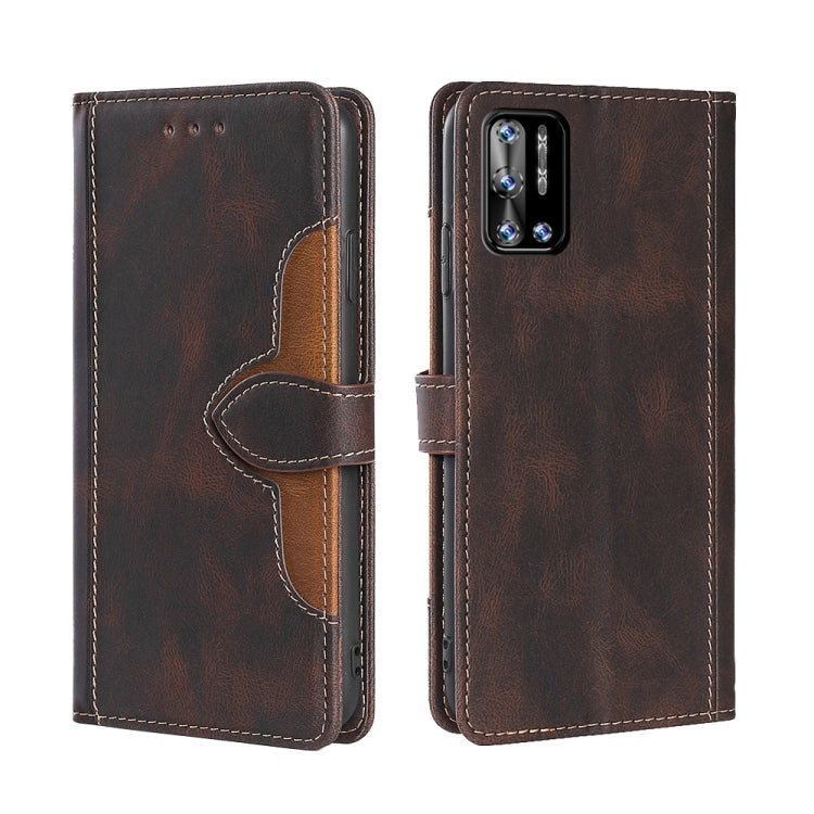 For Doogee N40 Pro Skin Feel Straw Hat Magnetic Buckle Leather Phone Case(Brown) - Doogee Cases by buy2fix | Online Shopping UK | buy2fix