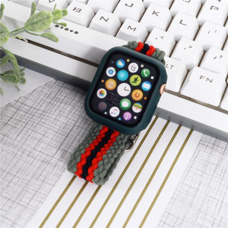 Nylon Braid Watch Band For Apple Watch Ultra 49mm&Watch Ultra 2 49mm / Series 9&8&7 45mm / SE 3&SE 2&6&SE&5&4 44mm / 3&2&1 42mm(Green Red Black) - Watch Bands by buy2fix | Online Shopping UK | buy2fix