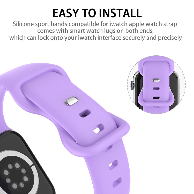 Butterfly Buckle Silicone Watch Band, Size: L For Apple Watch Ultra 49mm&Watch Ultra 2 49mm / Series 9&8&7 45mm / SE 3&SE 2&6&SE&5&4 44mm / 3&2&1 42mm(Lavender) - Watch Bands by buy2fix | Online Shopping UK | buy2fix