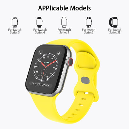 Butterfly Buckle Silicone Watch Band, Size: L For Apple Watch Ultra 49mm&Watch Ultra 2 49mm / Series 9&8&7 45mm / SE 3&SE 2&6&SE&5&4 44mm / 3&2&1 42mm(Yellow) - Watch Bands by buy2fix | Online Shopping UK | buy2fix