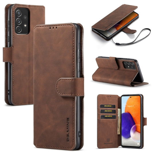 For Samsung Galaxy A73 5G DG.MING Retro Oil Edge Flip Leather Phone Case(Coffee) - Galaxy Phone Cases by DG.MING | Online Shopping UK | buy2fix