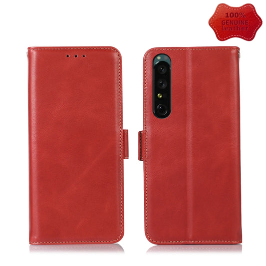 For Sony Xperia 1 IV Crazy Horse Top Layer Cowhide Leather Phone Case(Red) - Sony Cases by buy2fix | Online Shopping UK | buy2fix