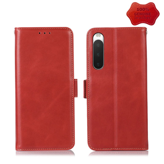 For Sony Xperia 10 IV Crazy Horse Top Layer Cowhide Leather Phone Case(Red) - Sony Cases by buy2fix | Online Shopping UK | buy2fix