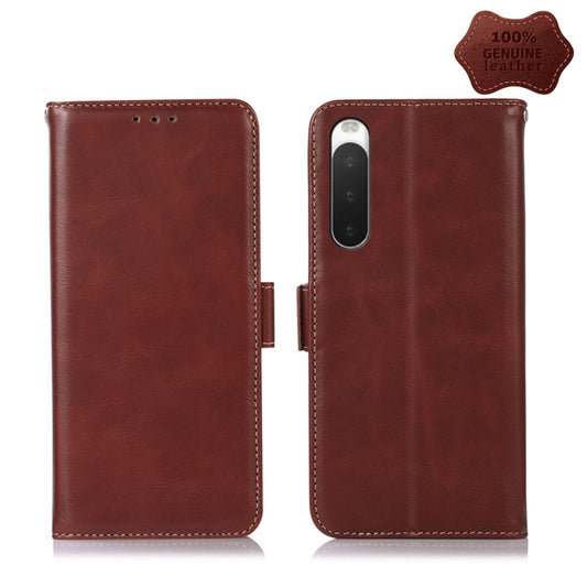 For Sony Xperia 10 IV Crazy Horse Top Layer Cowhide Leather Phone Case(Brown) - Sony Cases by buy2fix | Online Shopping UK | buy2fix