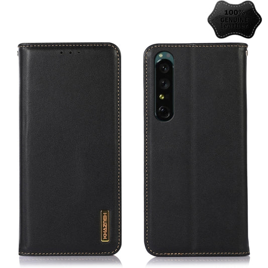 For Sony Xperia 1 IV KHAZNEH Nappa Top Layer Cowhide Leather Phone Case(Black) - Sony Cases by buy2fix | Online Shopping UK | buy2fix