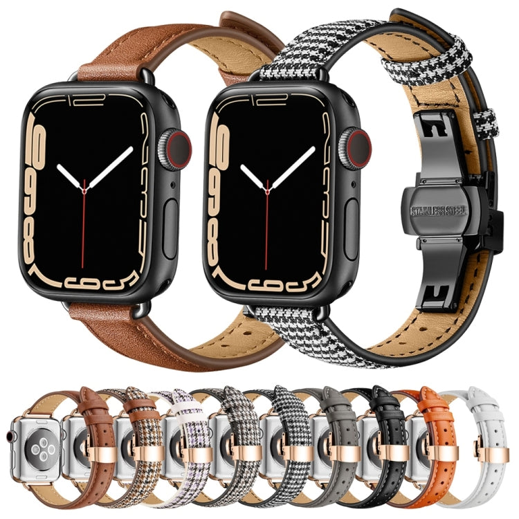 Slimming Butterfly Buckle Watch Band For Apple Watch Ultra 49mm&Watch Ultra 2 49mm / Series 9&8&7 45mm / SE 3&SE 2&6&SE&5&4 44mm / 3&2&1 42mm(Orange Rose Gold) - Watch Bands by buy2fix | Online Shopping UK | buy2fix