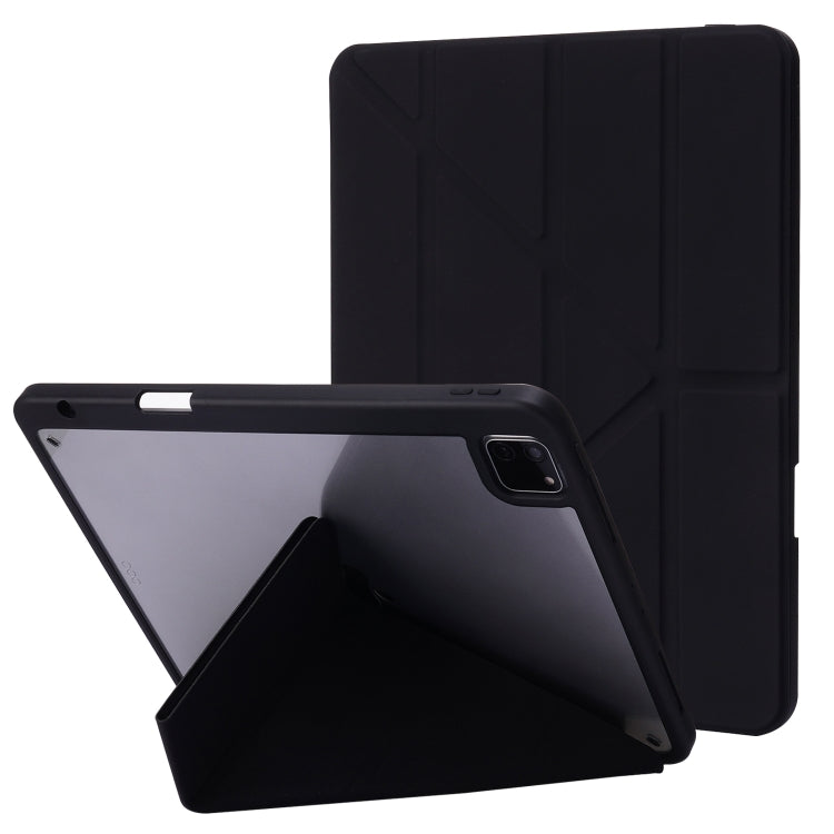 For iPad Air 13 2025 / 2024 / iPad Pro 12.9 2022 / 2021 / 2020 / 2018 Deformation Transparent Acrylic Leather Tablet Case(Black) - iPad Pro 12.9 (2022/2021) Cases by buy2fix | Online Shopping UK | buy2fix