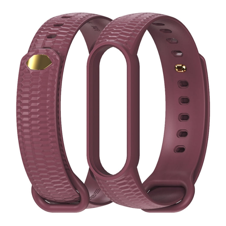 For Xiaomi Mi Band 5/6/7 Mijobs Solid Color Honeycomb Silicone Watch Band(Wine Red) - Watch Bands by MIJOBS | Online Shopping UK | buy2fix