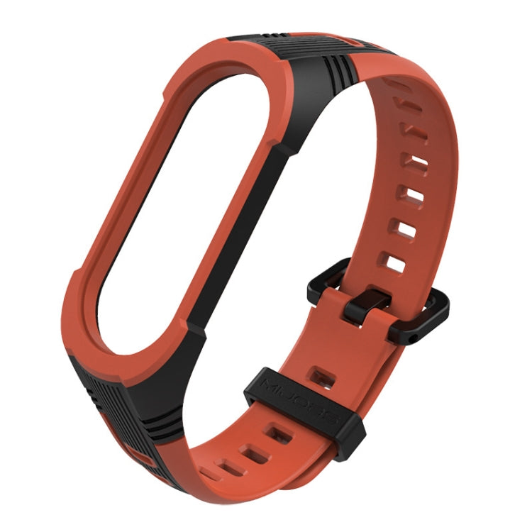 For Xiaomi Mi Band 5 / 6 / 7 Mijobs Two-color Silicone Watch Band(Black+Orange) - Watch Bands by MIJOBS | Online Shopping UK | buy2fix