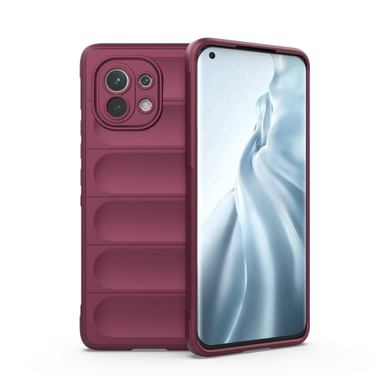 For Xiaomi Mi 11 Magic Shield TPU + Flannel Phone Case(Wine Red) - Xiaomi Cases by buy2fix | Online Shopping UK | buy2fix