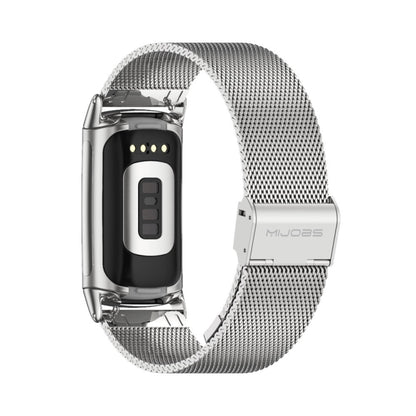 For Fitbit Charge5 Mijobs Milan Buckle Stainless Steel Metal Watch Band(Silver) - Watch Bands by MIJOBS | Online Shopping UK | buy2fix