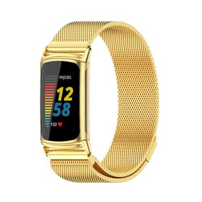 For Fitbit Charge5 Mijobs Magnetic Metal Watch Band(Gold) - Watch Bands by MIJOBS | Online Shopping UK | buy2fix