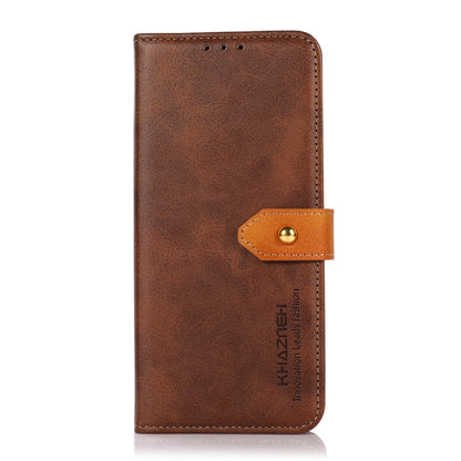 KHAZNEH Dual-color Cowhide Texture Flip Leather Phone Case For iPhone 16 Pro(Brown) - iPhone 16 Pro Cases by buy2fix | Online Shopping UK | buy2fix