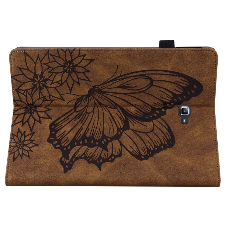 For Samsung Galaxy Tab A 10.1 2016 T580/T585 Big Butterfly Embossed Leather Tablet Case(Brown) - Tab A 10.1 by buy2fix | Online Shopping UK | buy2fix