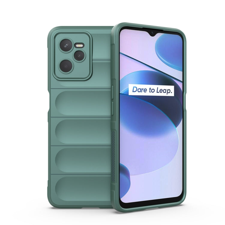 For OPPO Realme C35 Magic Shield TPU + Flannel Phone Case(Dark Green) - Realme Cases by buy2fix | Online Shopping UK | buy2fix