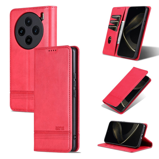 For vivo X100 AZNS Magnetic Calf Texture Leather Phone Case(Red) - X100 Cases by AZNS | Online Shopping UK | buy2fix