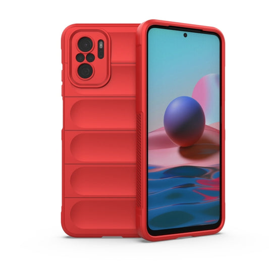 For Xiaomi Redmi Note 10 4G Magic Shield TPU + Flannel Phone Case(Red) - Xiaomi Cases by buy2fix | Online Shopping UK | buy2fix