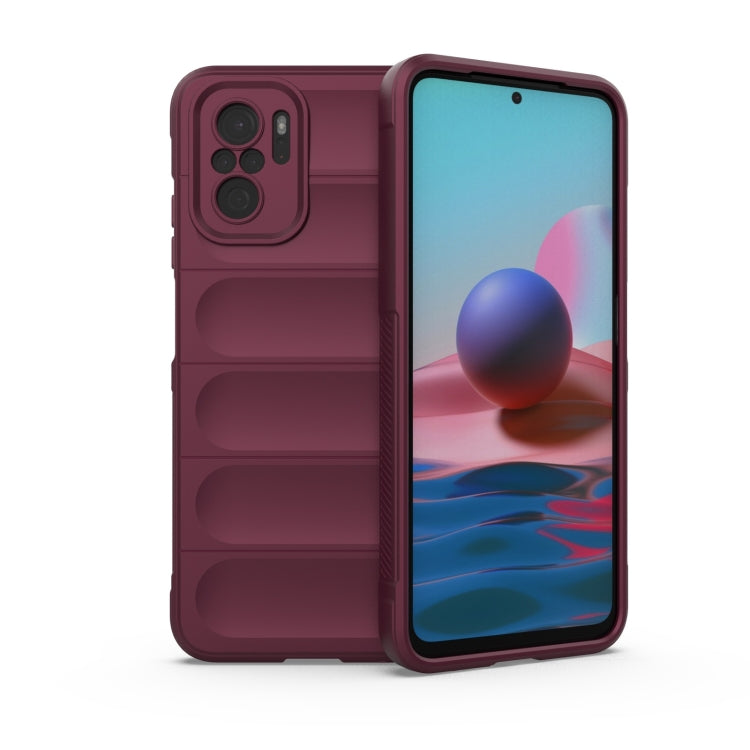 For Xiaomi Redmi Note 10 4G Magic Shield TPU + Flannel Phone Case(Wine Red) - Xiaomi Cases by buy2fix | Online Shopping UK | buy2fix