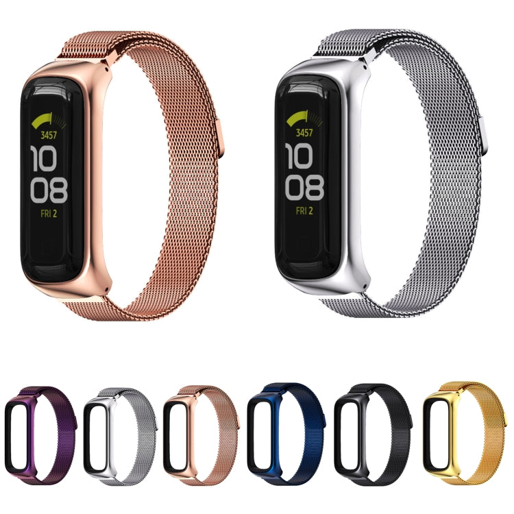 For Samsung Galaxy Fit 2 MIJOBS Milan Magnetic Stainless Steel Watch Band(Rose Gold) - Watch Bands by MIJOBS | Online Shopping UK | buy2fix