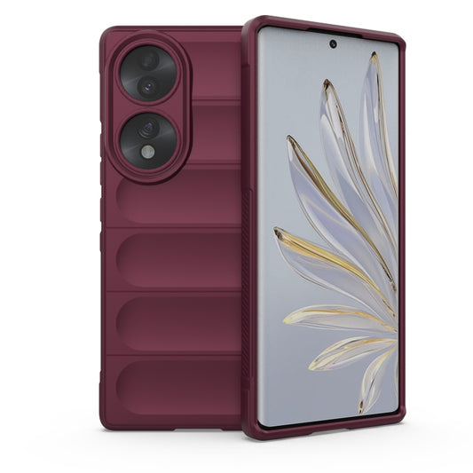 For Honor 70 5G Magic Shield TPU + Flannel Phone Case(Wine Red) - Honor Cases by buy2fix | Online Shopping UK | buy2fix