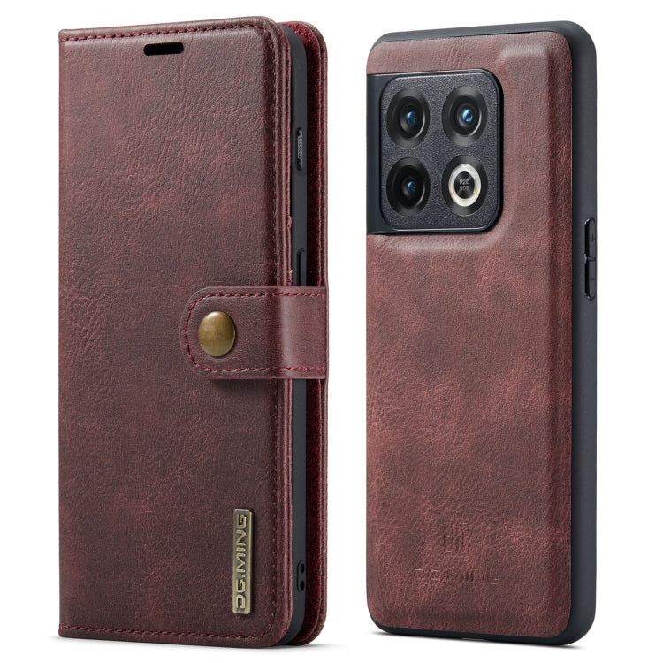 For OnePlus 10 Pro DG.MING Crazy Horse Texture Detachable Magnetic Leather Phone Case(Red) - OnePlus Cases by DG.MING | Online Shopping UK | buy2fix