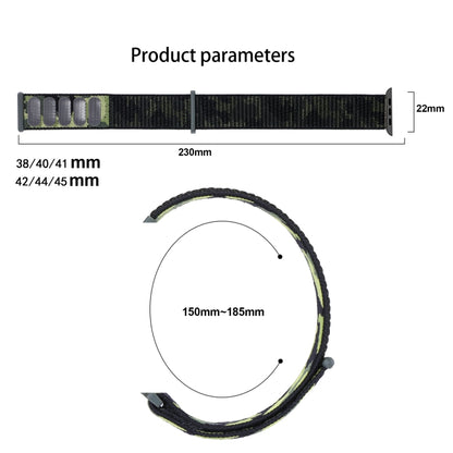 Nylon Loop Watch Band For  Apple Watch Ultra 49mm&Watch Ultra 2 49mm / Series 9&8&7 45mm / SE 3&SE 2&6&SE&5&4 44mm / 3&2&1 42mm(Dark Green Camouflage) - Watch Bands by buy2fix | Online Shopping UK | buy2fix