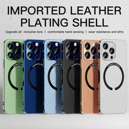 For iPhone 11 Pro Max Leather Electroplated Magsafe Case (Blue) - iPhone 11 Pro Max Cases by buy2fix | Online Shopping UK | buy2fix