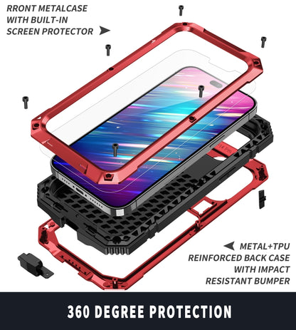 For iPhone 14 Pro Max R-JUST Shockproof Waterproof Dust-proof Case with Holder (Red) - iPhone 14 Pro Max Cases by R-JUST | Online Shopping UK | buy2fix