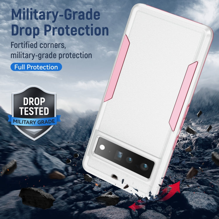 For Google Pixel 7 Pro Pioneer Armor Heavy Duty PC + TPU Phone Case(White+Pink) - Google Cases by buy2fix | Online Shopping UK | buy2fix