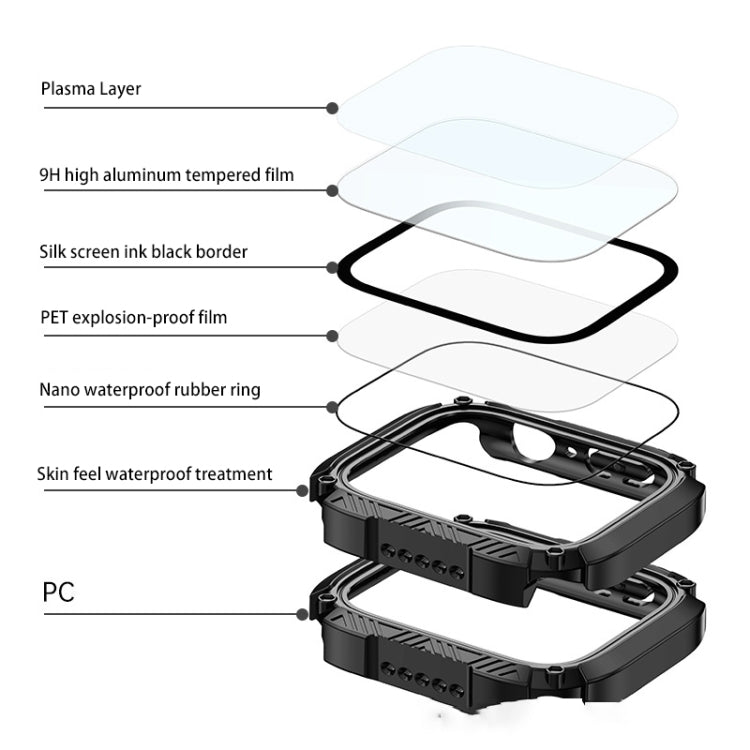 Screen Tempered Glass Film Armor Waterproof Watch Case For Apple Watch Series 8&7 41mm(White) - Watch Cases by buy2fix | Online Shopping UK | buy2fix