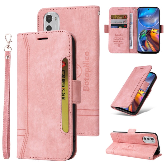 For Motorola Moto E32 BETOPNICE Dual-side Buckle Leather Phone Case(Pink) - Motorola Cases by BETOPNICE | Online Shopping UK | buy2fix