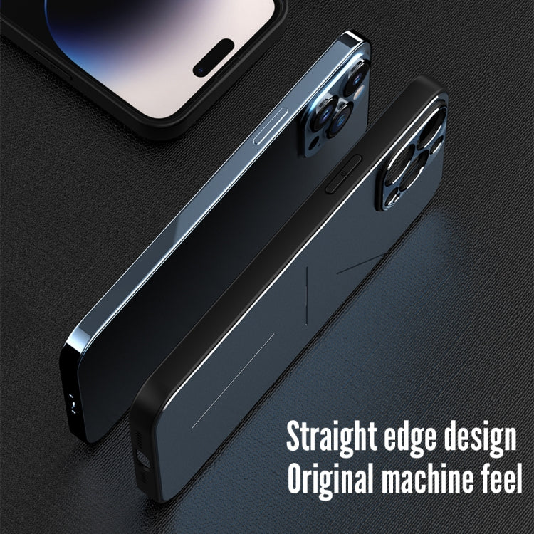 For iPhone 14 Pro R-JUST RJ52 3-Line Style Metal TPU Shockproof Phone Case(Black) - iPhone 14 Pro Cases by R-JUST | Online Shopping UK | buy2fix