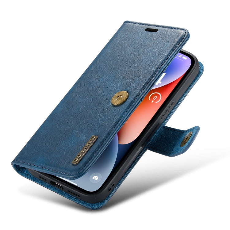 For iPhone 14 Plus DG.MING Crazy Horse Texture Detachable Magnetic Leather Case(Blue) - iPhone 14 Plus Cases by DG.MING | Online Shopping UK | buy2fix