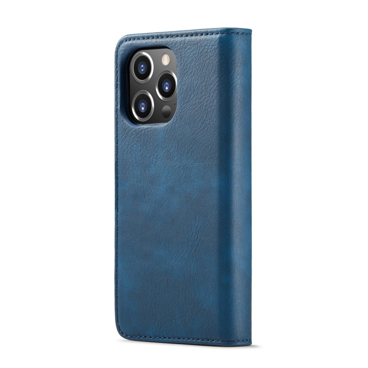 For iPhone 14 Pro DG.MING Crazy Horse Texture Detachable Magnetic Leather Case(Blue) - iPhone 14 Pro Cases by DG.MING | Online Shopping UK | buy2fix