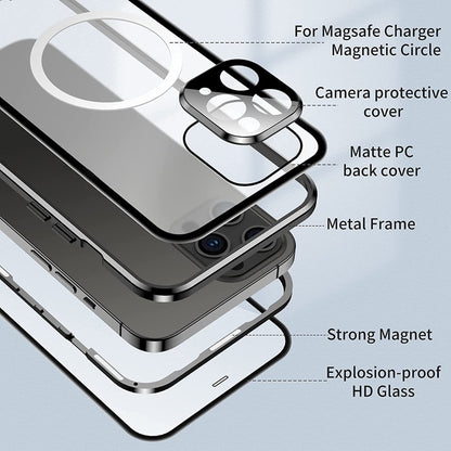 For iPhone 12 360 Full Body Magnetic Frosted Magsafe Phone Case(Black) - iPhone 12 / 12 Pro Cases by buy2fix | Online Shopping UK | buy2fix